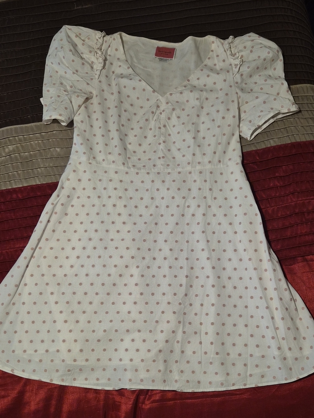 Kate Spade White Polka Dot Dress with Pink Dots Size Small
